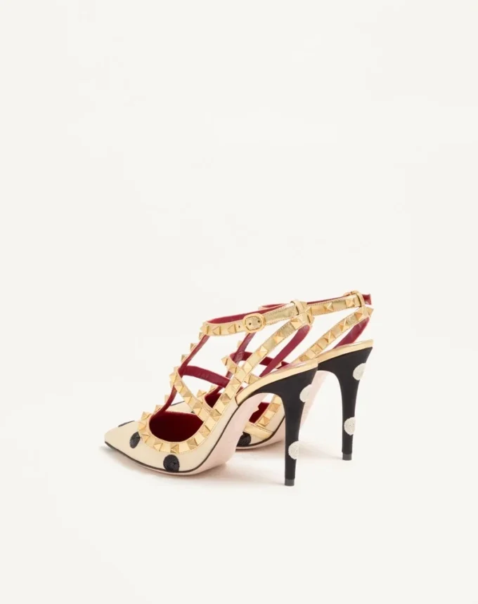 Zapatos de salón Rockstud con bordado Plus de Pois 100 mm