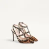 Zapatos de salón Rockstud con tiras en piel de becerro efecto pony 100 mm