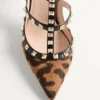 Zapatos de salón Rockstud con tiras en piel de becerro efecto pony 100 mm