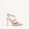 Zapatos de salón Rockstud en piel napa laminada 100 mm