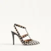 Zapatos de salón Rockstud en tejido pied-de-poule de 100 mm