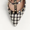 Zapatos de salón Rockstud en tejido pied-de-poule de 100 mm